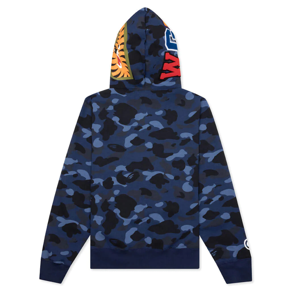 A BATHING APE CAMO SHARK FULL ZIP HOODIE - NAVY