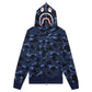 A BATHING APE CAMO SHARK FULL ZIP HOODIE - NAVY