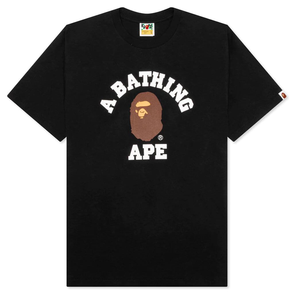 A BATHING APE COLLEGE TEE - BLACK