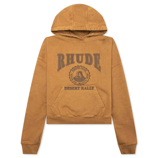 RHUDE CROPPED DESERT VALLEY HOODIE - CAMEL