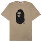 A BATHING APE SPRAY APE HEAD TEE - BEIGE